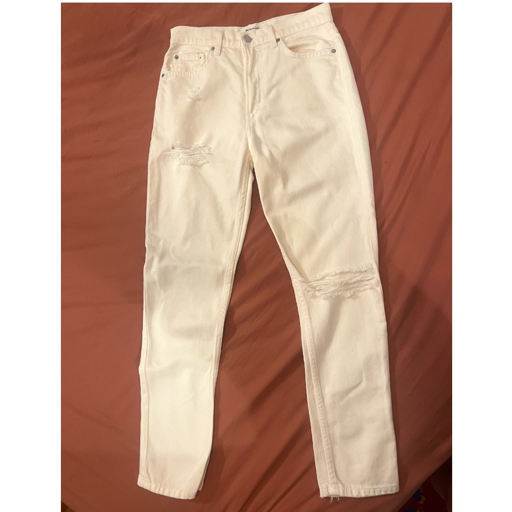 Reformation High-Rise White Ivory Julia Destroyed Jeans - Picture 8 of 16